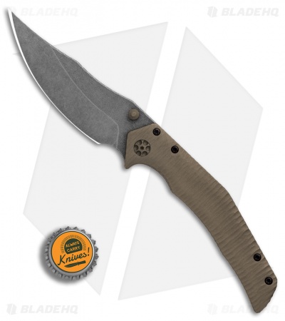 Gavko Custom Large Trasher Frame Lock Knife Sculpted Bronze Ti (4" Acid SW)