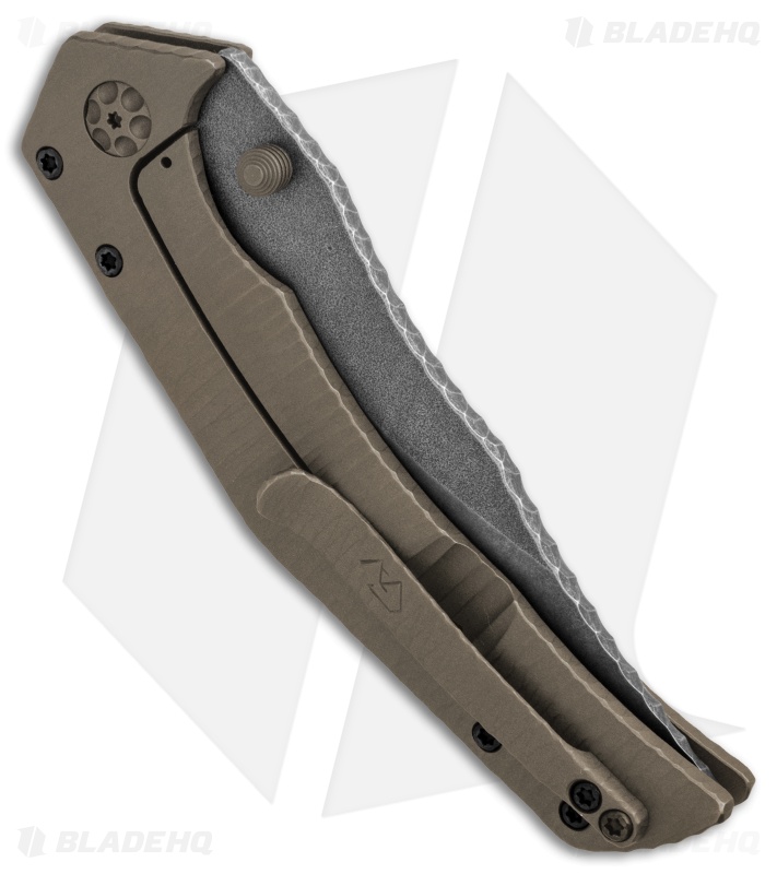 Gavko Custom Large Trasher Frame Lock Knife Sculpted Bronze Ti (4" Acid SW)