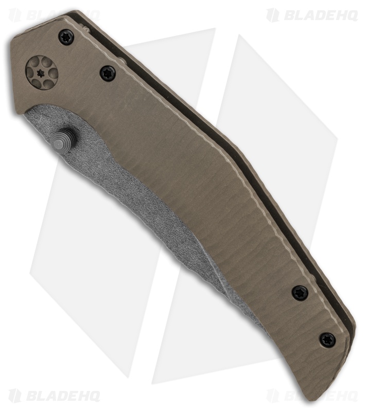Gavko Custom Large Trasher Frame Lock Knife Sculpted Bronze Ti (4" Acid SW)
