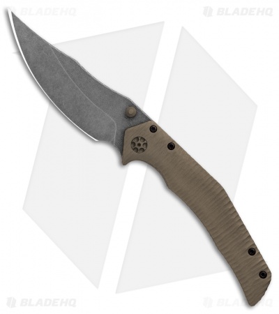 Gavko Custom Large Trasher Frame Lock Knife Sculpted Bronze Ti (4" Acid SW)