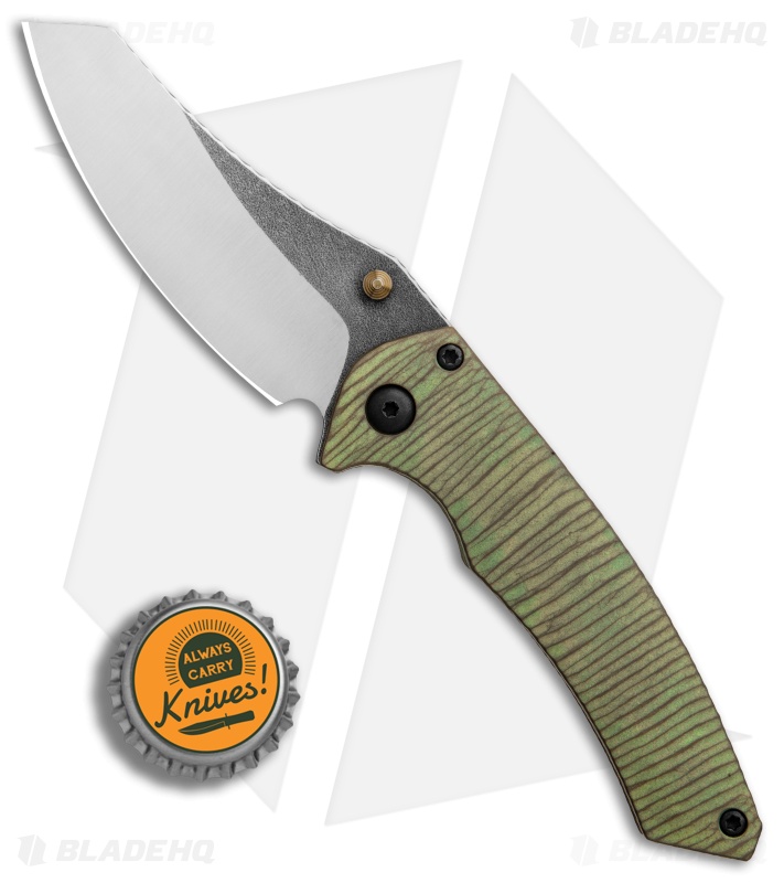 Gavko Custom Small Sixgill Frame Lock Knife Green Ti (3" Satin)