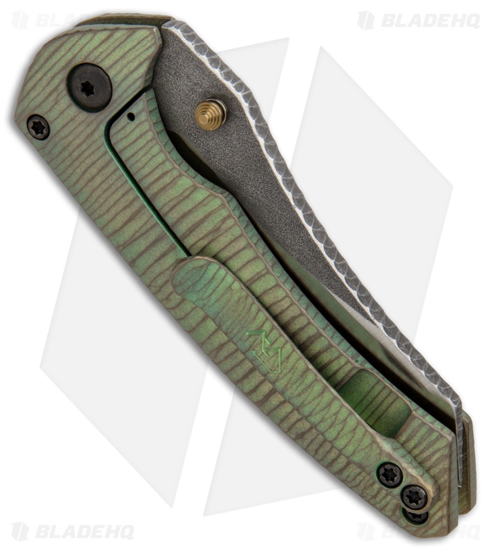 Gavko Custom Small Sixgill Frame Lock Knife Green Ti (3" Satin)