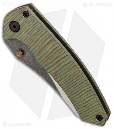 Gavko Custom Small Sixgill Frame Lock Knife Green Ti (3" Satin)