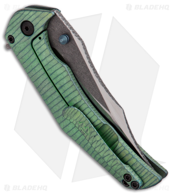 Gavko Custom Small Trasher Frame Lock Knife Sculpted Blue/Green Ti (3.5" Satin)