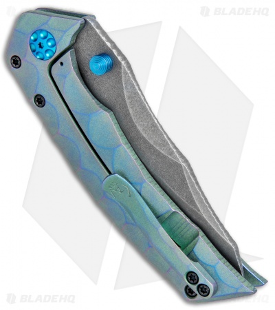 Gavko Custom Snubnose Frame Lock  Blue/Green Ti (3.3" Acid Stonewash)