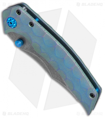 Gavko Custom Snubnose Frame Lock  Blue/Green Ti (3.3" Acid Stonewash)