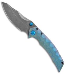 Gavko Custom Snubnose Frame Lock  Blue/Green Ti (3.3" Acid Stonewash)