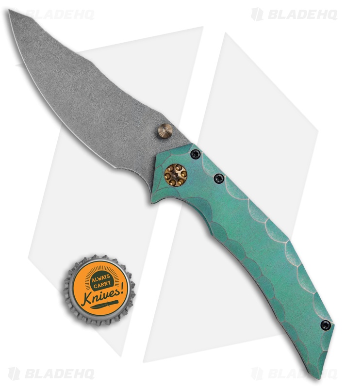 Gavko Custom Snubnose Frame Lock  Green Ti (3.6" Acid Stonewash)
