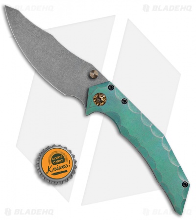 Gavko Custom Snubnose Frame Lock  Green Ti (3.6" Acid Stonewash)