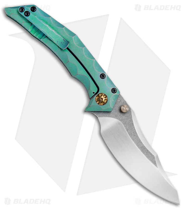 Gavko Custom Snubnose Frame Lock  Green Ti (3.6" Acid Stonewash)
