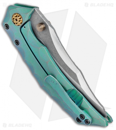 Gavko Custom Snubnose Frame Lock  Green Ti (3.6" Acid Stonewash)