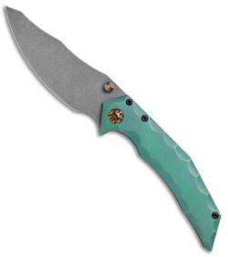 Gavko Custom Snubnose Frame Lock  Green Ti (3.6" Acid Stonewash)