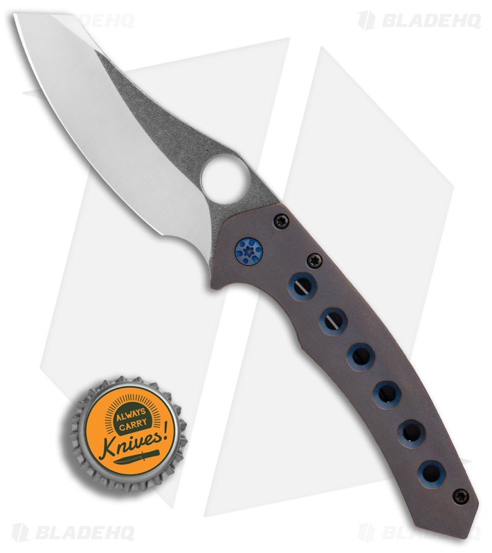 Gavko Custom Spydie Sixgill Frame Lock Knife Blue Ti (3.25" Satin)