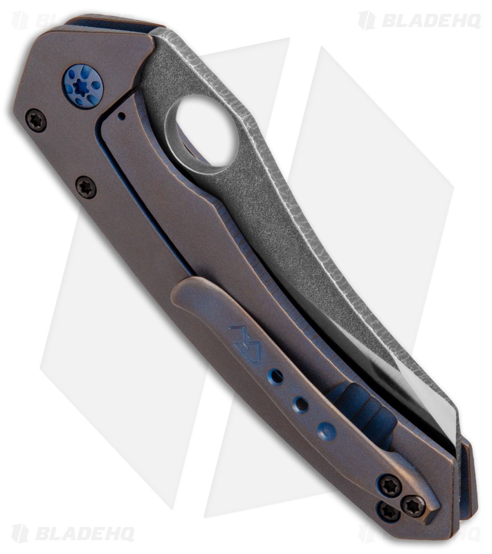 Gavko Custom Spydie Sixgill Frame Lock Knife Blue Ti (3.25" Satin)