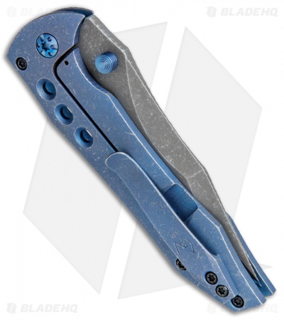 Gavko Custom Tiger Frame Lock Hole Pattern  Blue Titanium (3.6" Acid Stonewash)
