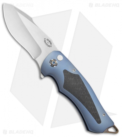 Greg Lightfoot Custom Outlaw Flipper Knife Carbon Fiber/Blue Ti (3.1" Satin)