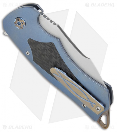 Greg Lightfoot Custom Outlaw Flipper Knife Carbon Fiber/Blue Ti (3.1" Satin)