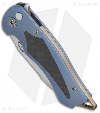 Greg Lightfoot Custom Outlaw Flipper Knife Carbon Fiber/Blue Ti (3.1" Satin)