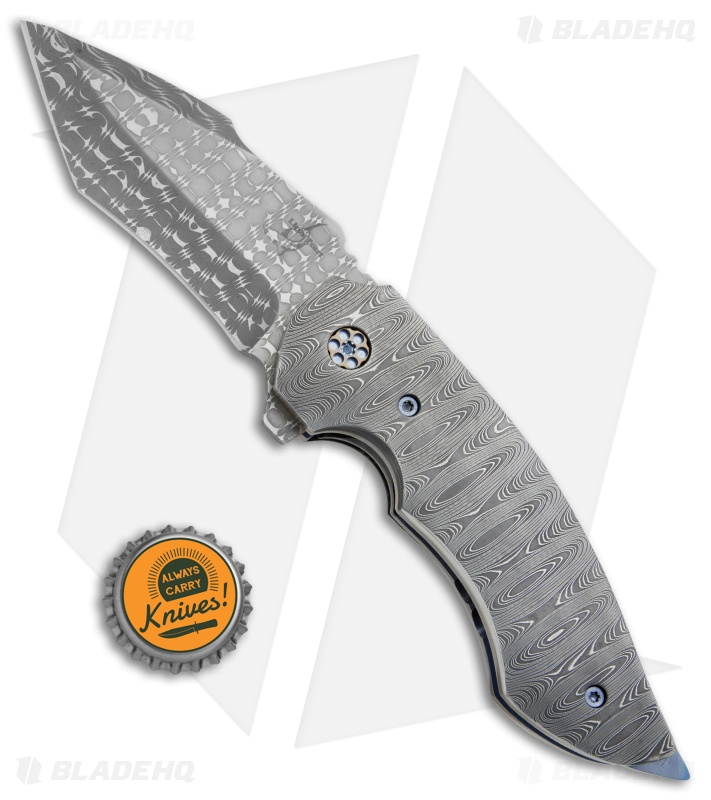 Greg Lightfoot Custom Pit Boss Flipper Knife Damascus (3.5" Damascus)