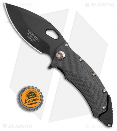 Guardian Tactical Conix Flipper Knife CF w/ Bronzed Hardware (3.5" Black) 82111