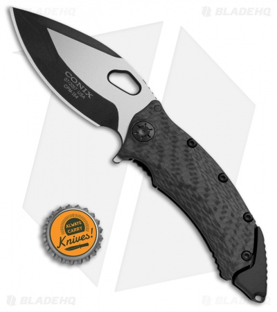 Guardian Tactical Conix Flipper Knife Carbon Fiber (3.5" Two-Tone) 82211