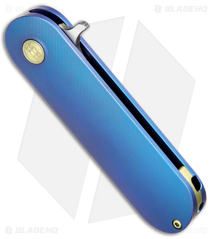 HEAdesigns Antidote Flipper Frame Lock Knife Blue Titanium (2.625" Bead Blast) 
