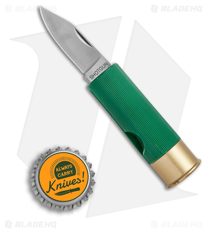 HallMark Shotgun Shell Slip Joint Knife Green (1.75" Satin)