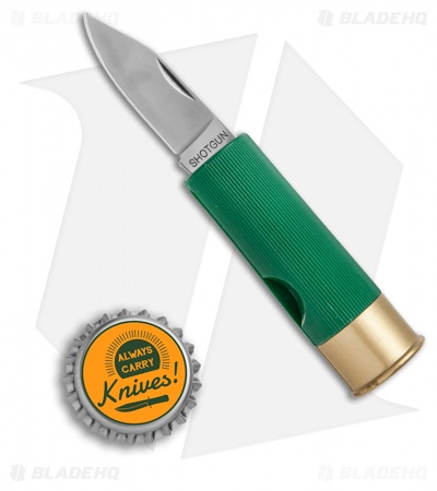 HallMark Shotgun Shell Slip Joint Knife Green (1.75" Satin)