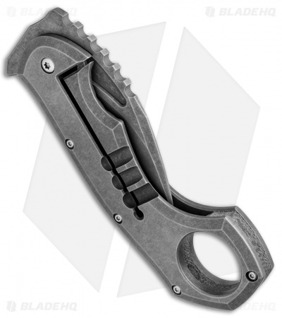 HavocWorks Reaver Karambit Frame Lock Knife Titanium (2.625" Acidwash)