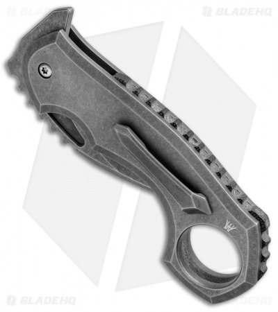 HavocWorks Reaver Karambit Frame Lock Knife Titanium (2.625" Acidwash)