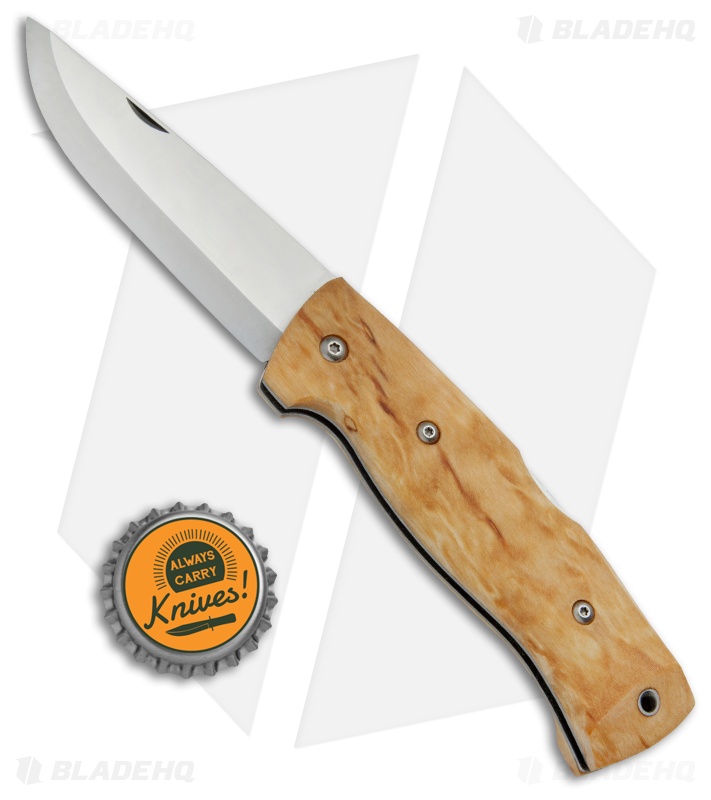 Helle Bleja Lockback Folding Knife Curly Birch (3.3" Satin)