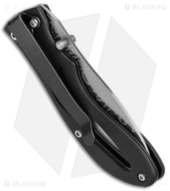 Imperial Liner Lock Knife Rubberized Aluminum (2.75" Damascus Etch)  IMP17-18CP