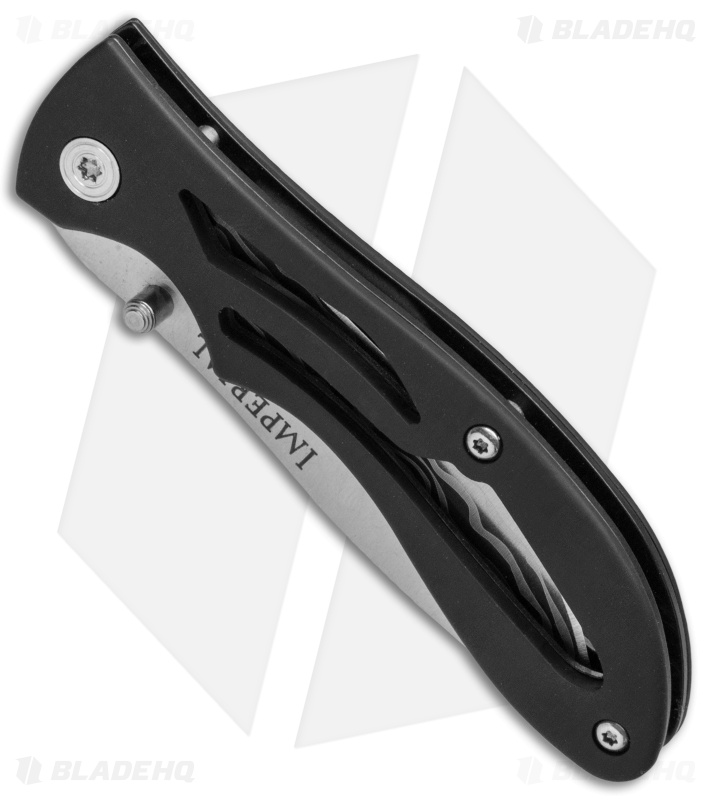 Imperial Liner Lock Knife Rubberized Aluminum (2.75" Damascus Etch)  IMP17-18CP