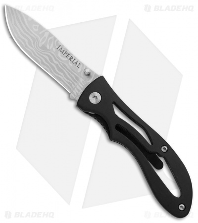 Imperial Liner Lock Knife Rubberized Aluminum (2.75" Damascus Etch)  IMP17-18CP