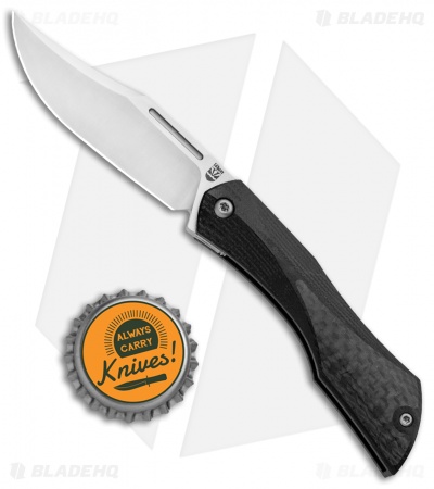 Isham Bladeworks Blackstar Slip Joint Knife Black G-10/Carbon Fiber (2.5" Satin)