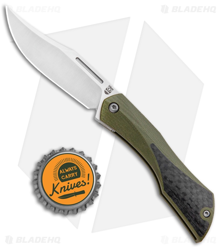 Isham Bladeworks Blackstar Slip Joint Knife Green G-10/Carbon Fiber (2.5" Satin)