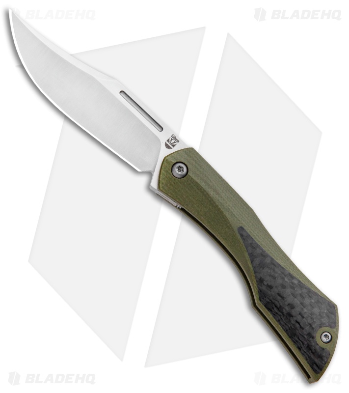 Isham Bladeworks Blackstar Slip Joint Knife Green G-10/Carbon Fiber (2.5" Satin)