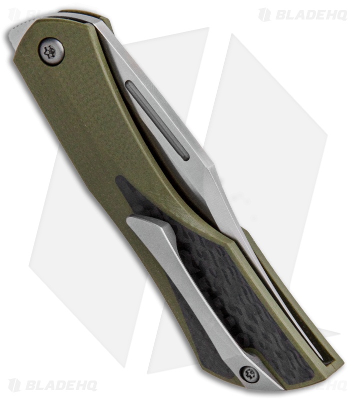 Isham Bladeworks Blackstar Slip Joint Knife Green G-10/Carbon Fiber (2.5" Satin)