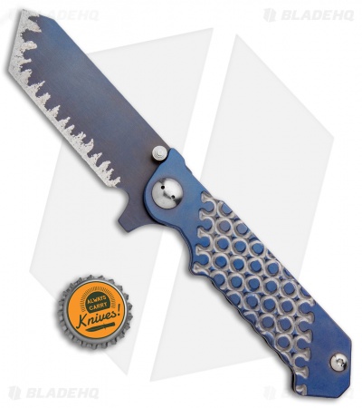 J-2 Knives Titanium Tanto Frame Lock Knife (3.75" Ti Blurple)