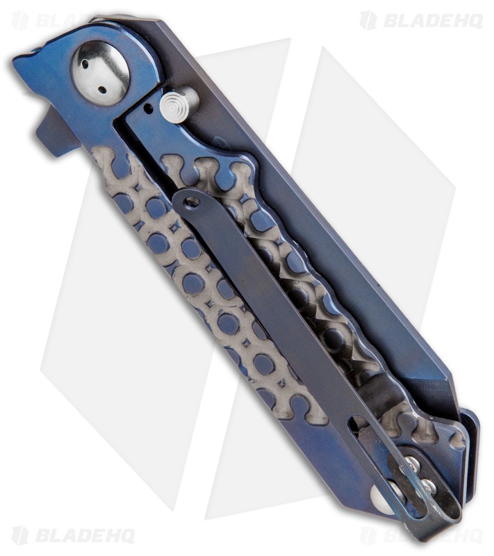 J-2 Knives Titanium Tanto Frame Lock Knife (3.75" Ti Blurple)