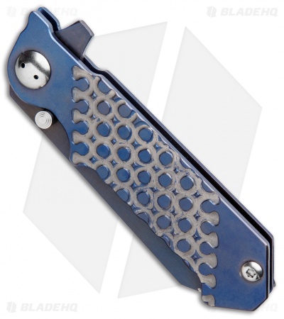J-2 Knives Titanium Tanto Frame Lock Knife (3.75" Ti Blurple)
