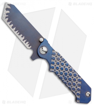 J-2 Knives Titanium Tanto Frame Lock Knife (3.75" Ti Blurple)