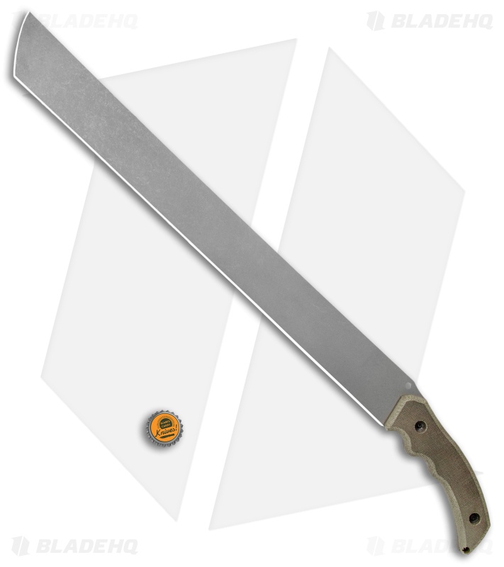 Jake Hoback Knives Fixed Blade Machete "The Path" Green Micarta (18" Stonewash)