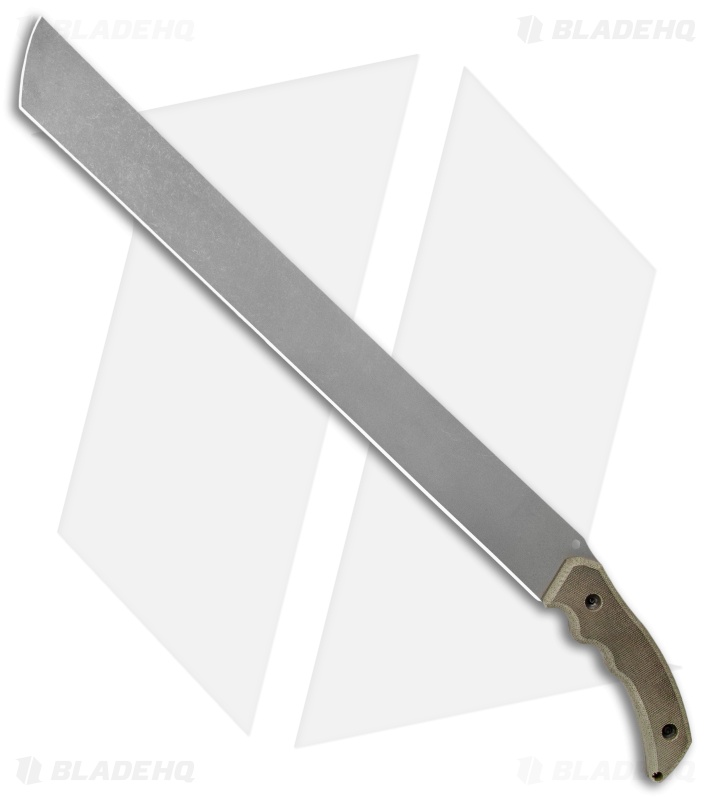 Jake Hoback Knives Fixed Blade Machete "The Path" Green Micarta (18" Stonewash)