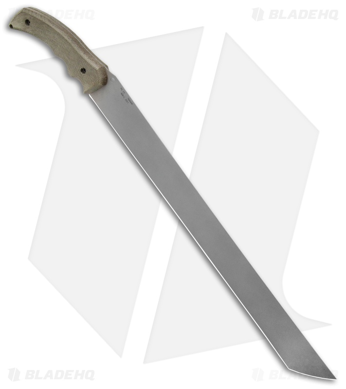 Jake Hoback Knives Fixed Blade Machete "The Path" Green Micarta (18" Stonewash)