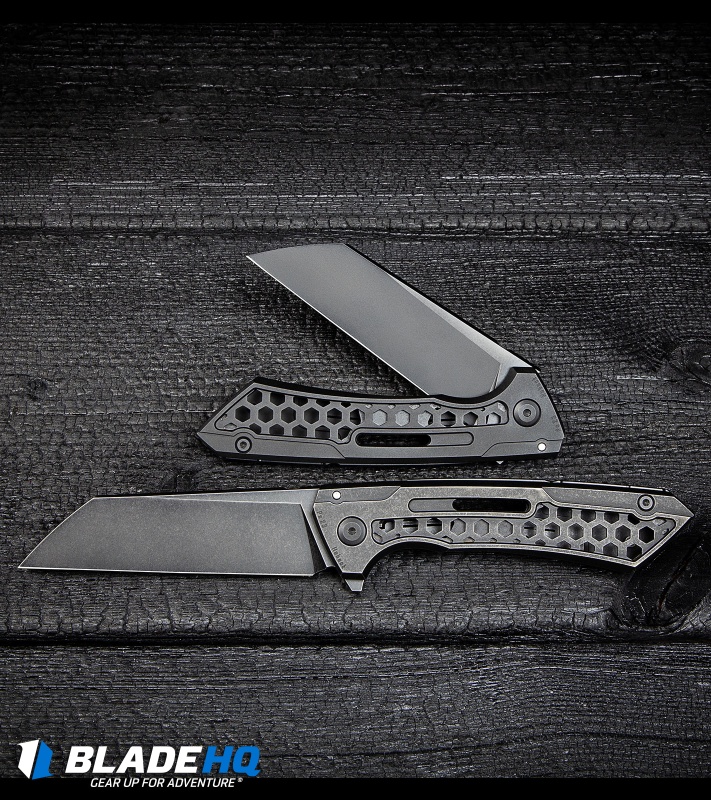 Jake Hoback Knives / SNECX Buster Flipper Knife Black DLC Ti (4.1" Black)