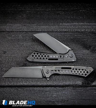 Jake Hoback Knives / SNECX Buster Flipper Knife Black DLC Ti (4.1" Black)