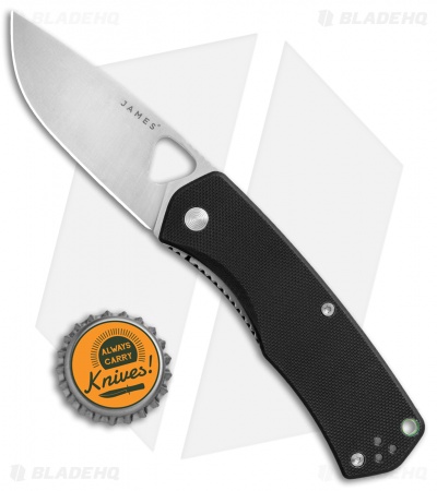 The James Brand The Folsom Liner Lock Knife Black G-10 (2.75" Satin)