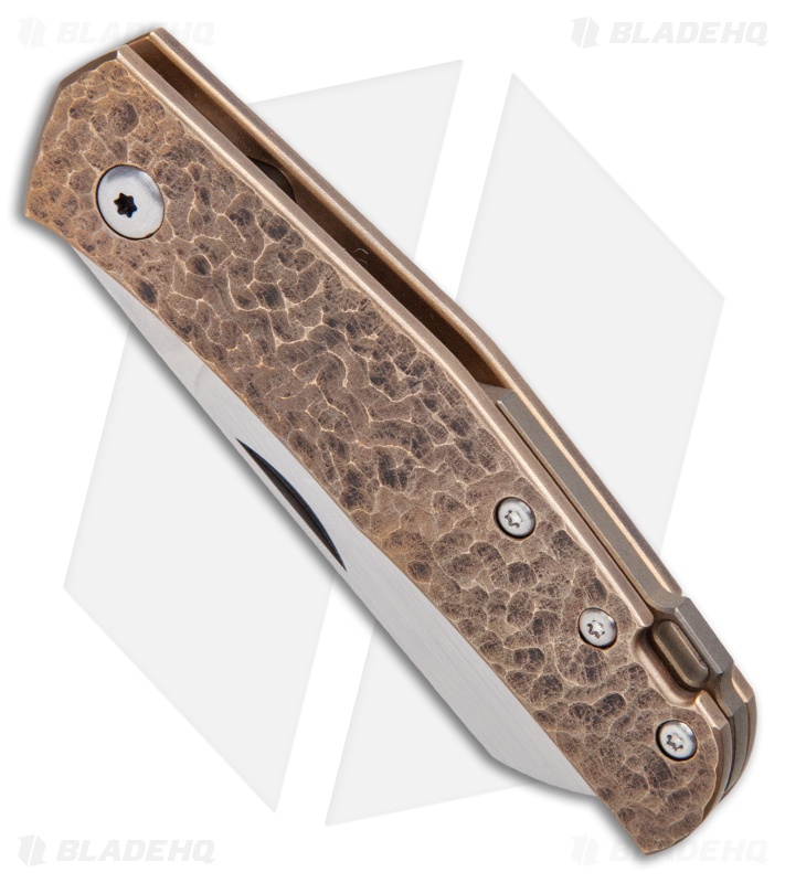 Jens Anso Knives Custom Monte Carlo Pocket Knife Hammered Bronze (2.6" Satin)