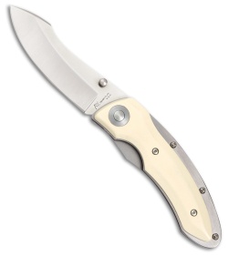 Katz Knives Katz Kagemusha Liner Lock Knife Ivory Micarta (3.5" Satin) NJ35WM - $159.95 at Blade HQ